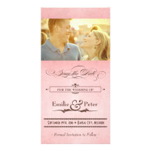 Vintage Poster Pink & Brown Save the Date Customized Photo Card
