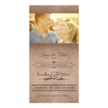 Vintage Poster Rustic Cocoa Save the Date Photo Card Template