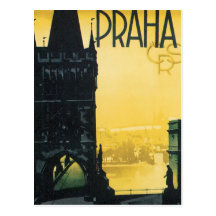 Vintage Praha Poster Postcard