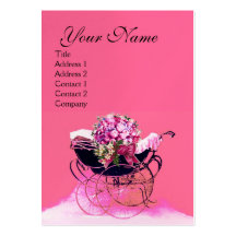 VINTAGE PRAM WITH FLOWERS  BABY SHOWER,pearl paper Business Card Templates