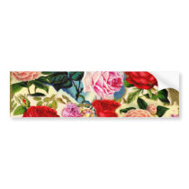 Vintage Pretty Chic Floral Rose Garden Collage Bumper Sticker