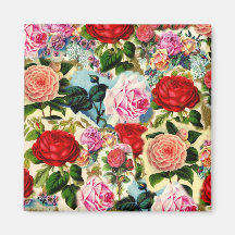 Vintage Pretty Chic Floral Rose Garden Collage Magnets