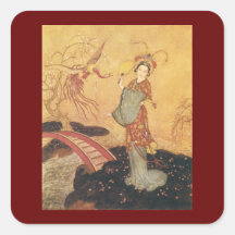 Vintage Princess Badoura Fairy Tale, Edmund Dulac Square Stickers