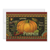 Vintage Product Label Art; Butterfly Brand Pumpkin Announcement