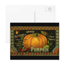 Vintage Product Label Art; Butterfly Brand Pumpkin Postcards