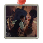 Vintage Projectionist in a Movie Theatre ornaments