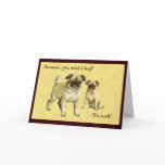 Vintage Pugs Greeting, Get Well, Sympathy Card
