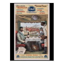 Vintage Pullman train cars Postcards