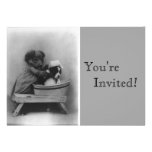 Vintage Puppies Bath Birthday Personalized Invite