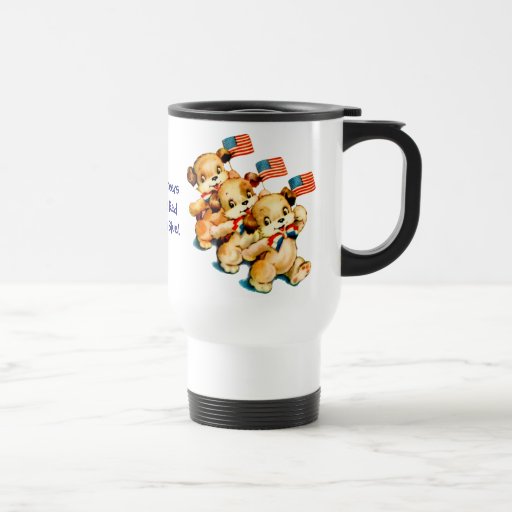 Vintage Puppies with Flags Travel Mug