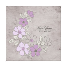 Vintage Purple and Gray Floral Wedding Gallery Wrapped Canvas