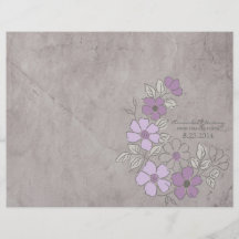 Vintage Purple and Gray Floral Wedding Program Flyer Design