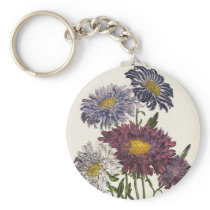 Vintage Purple Asters Keychains