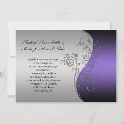 Vintage Purple Black and Silver Wedding Invitation by dmboyce