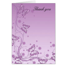Vintage Purple Butterfly Thank you card