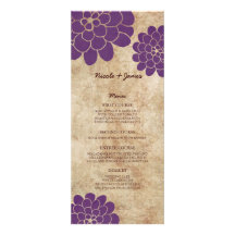 Vintage Purple Dahlia Floral Wedding Menu Personalized Announcement
