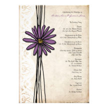 Vintage Purple Daisy Wedding Program Custom Invitations