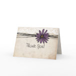 Vintage Purple Daisy Wedding Thank You Note Greeting Cards