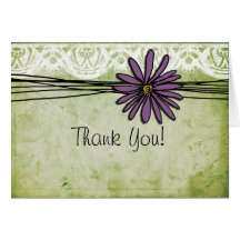 Vintage Purple Daisy Wedding Thank You Note Cards