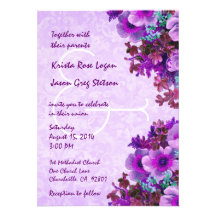 Vintage Purple Flowers Wedding R508 Custom Invitations