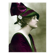 Vintage Purple Hat Postcard
