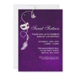 Vintage Purple Masquerade Sweet Sixteen Birthday Custom Announcements