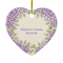 Vintage purple roses Wedding Christmas Ornament