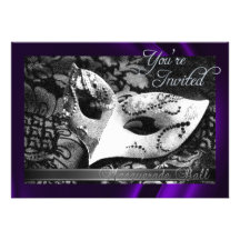 Vintage Purple Silk Masquerade Ball Invitation