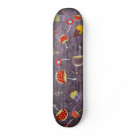 Vintage Purple sweets mushroom flowers Skateboard by Rupydetequila Vintage Purple sweets mushroom flowers Skateboard