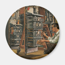Vintage Radio Technician Fixing Equipment Fridge Magnets