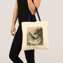 Vintage Rainbow Trout and Fisherman Tote Bags