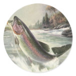 Vintage Rainbow Trout and Fisherman stickers