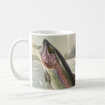 Vintage Rainbow Trout Fish Fisherman Fishing Mugs