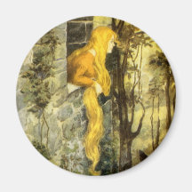 Vintage Rapunzel. Princess with Long Blonde Hair Refrigerator Magnets