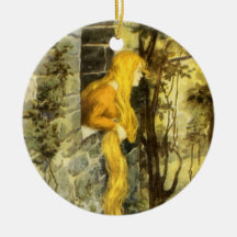 Vintage Rapunzel. Princess with Long Blonde Hair Christmas Ornaments
