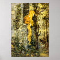 Vintage Rapunzel. Princess with Long Blonde Hair