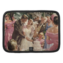 Vintage Reception Bride Groom Newlyweds Cut Cake Planners
