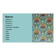Vintage Red Blue Green Wallpaper Pattern Business Card