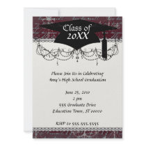 vintage red chandelier vintage writing invite