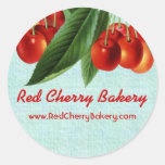 Vintage red cherries fruit tree gift tag stickers