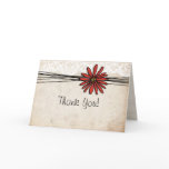 Vintage Red Daisy Thank You Greeting Cards