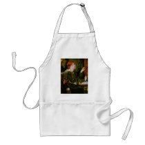 Vintage red-haired lady in green aprons