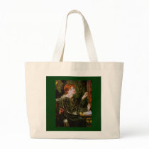 Vintage red-haired lady in green canvas bag