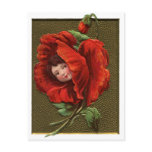 Vintage Red Poppy Girl postcards
