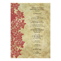 Vintage Red Queen Ann's Lace Wedding Program Custom Invitation