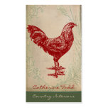 Vintage Red Rooster Shabby Chic Interior Design Business Card Template