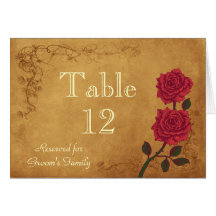Vintage Red Rose Table Seating Name Card