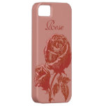 Vintage Red Rosebud Illustration in Pink iPhone 5 Cover