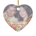 Vintage Red roses Couple's first Christmas photo ornaments