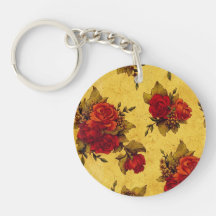 Vintage Red Roses Keychain